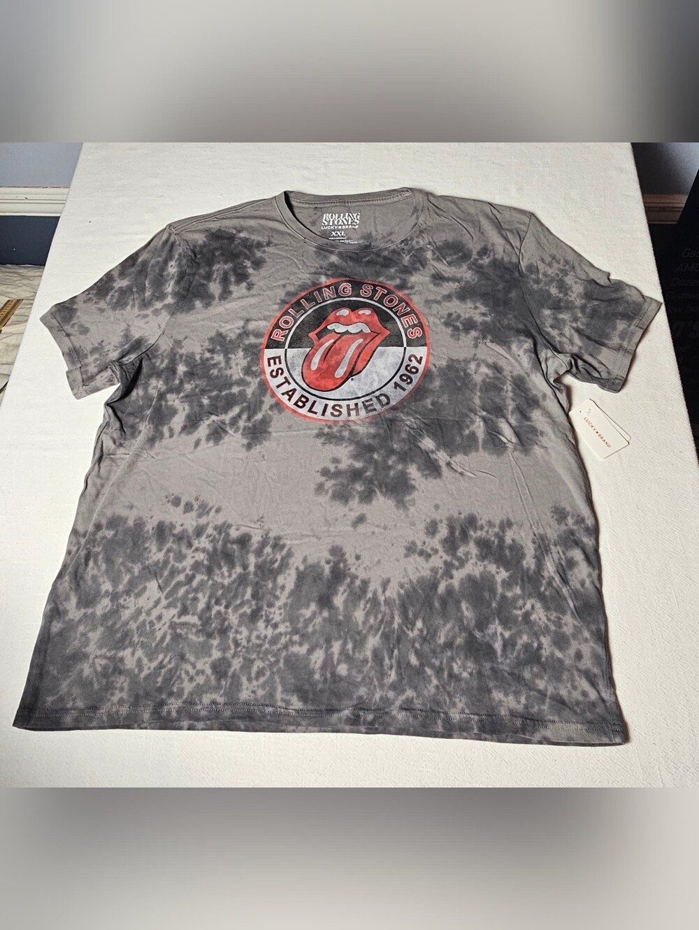 Lucky Brand Men's Rolling Stones "Established 1962" Tie-Dye Graphic Tee XXL NWT
